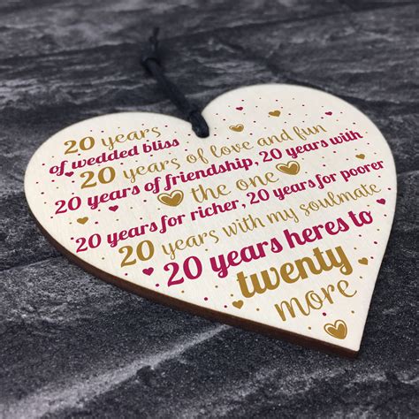 20th Wedding Anniversary 20 Year T Wooden Heart First Wedding