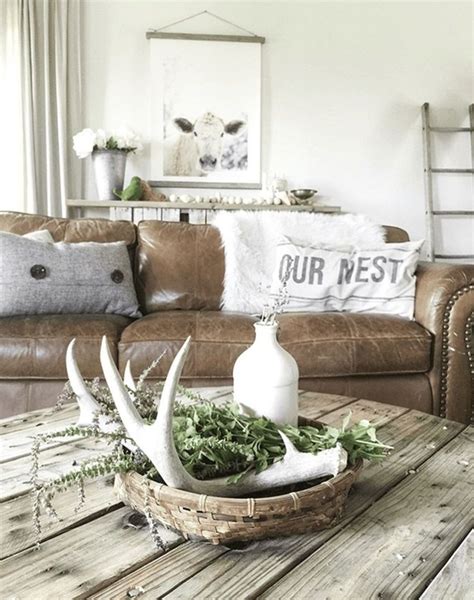 Lovely Farmhouse Living Room With Leather Sofa Ideas 06 Rustic Farmhouse Living Room Farm