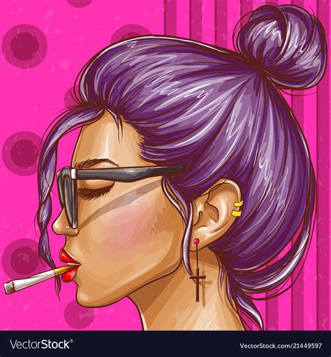 Pop Art Hipster Girl Smoking Cigarette Royalty Free Vector