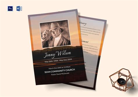 Funeral Obituary Template In Adobe Photoshop Microsoft Word