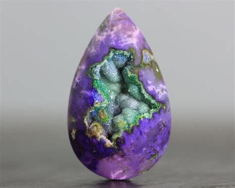 Purple Green Crystals Drusy Cabochon Teardrop Gemstone Natural Crystal