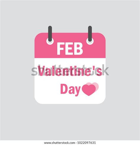 14 February Valentines Day Calendar Icon Stock Vector Royalty Free