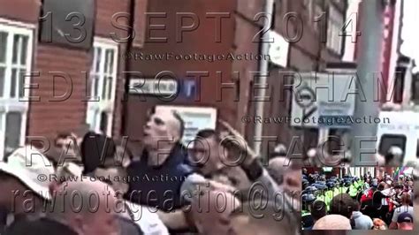 Edl Rotherham Attack Spit On Police 13 09 2014 Rotherham Attack Police