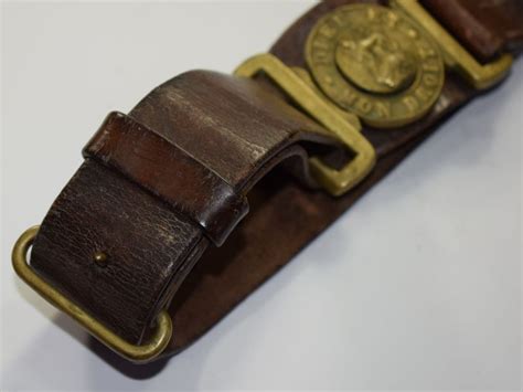 144 Ww1 Ww2 British Army Leather Sword Belt And Kings Crown Buckle