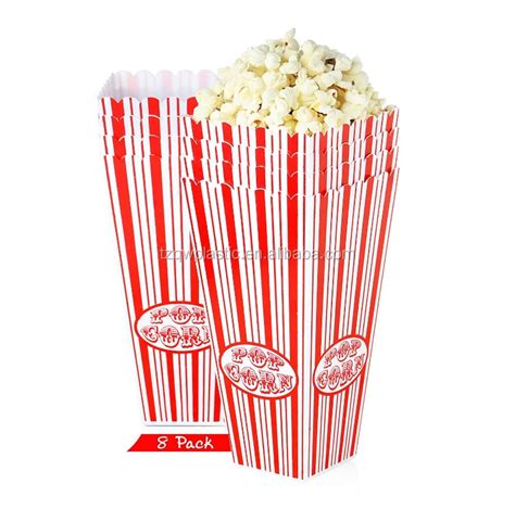 32oz Plastic Popcorn Bucket Plastic Containerreusable Bowl Red And White