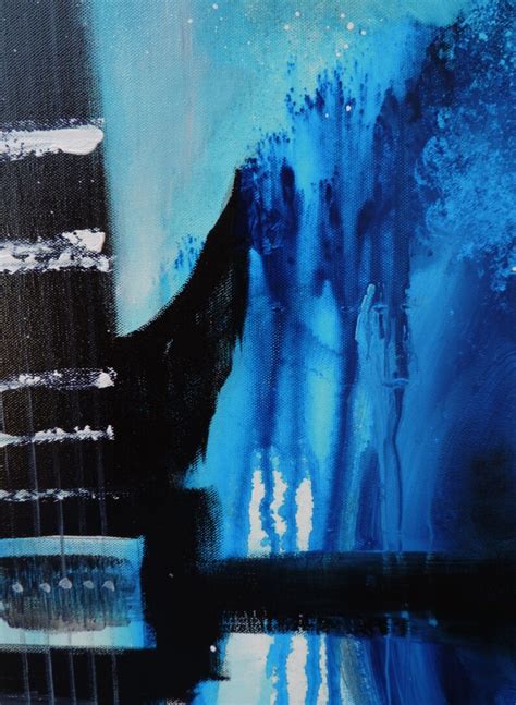 Guitar Painting Blue And Black Abstract Painting Large Original Etsy