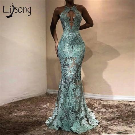 Buy African Lace Mermaid Evening Dresses Sexy Backless