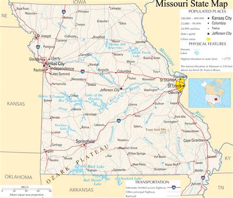 ♥ Missouri State Map A Large Detailed Map Of Missouri State Usa