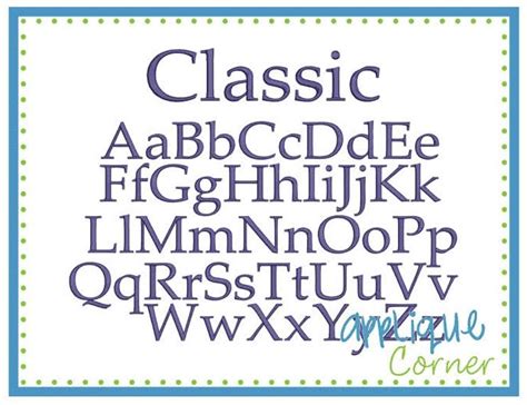Classic Embroidery Font Embroidery Fonts Monogram Fonts Machine