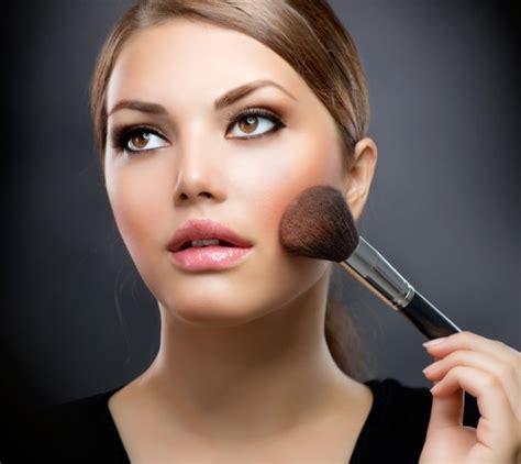 Make Up Closeup Cosmetic Powder Brush Perfect Skin Stock Photo By Subbotina