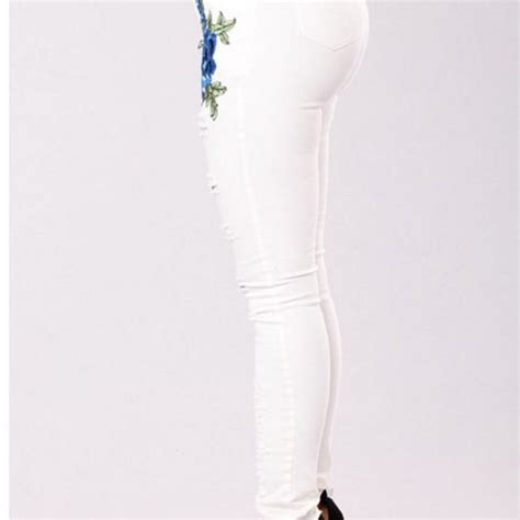 Hualong Womens Denim Ripped Flower Embroidered Jeans Online Store For Women Sexy Dresses