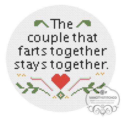 Cross Stitch Kit The Couple Who Farts Together Stays Together Etsy