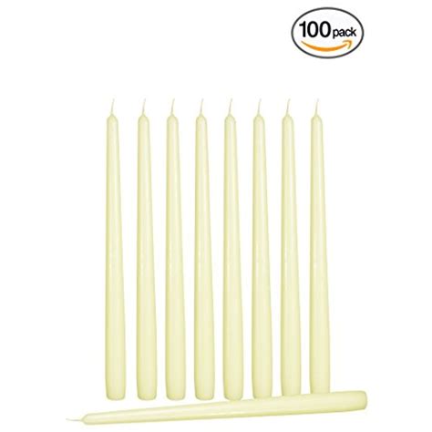 100 Pack Tall Taper Candles 12 Inch Ivory Dripless Unscented Dinner