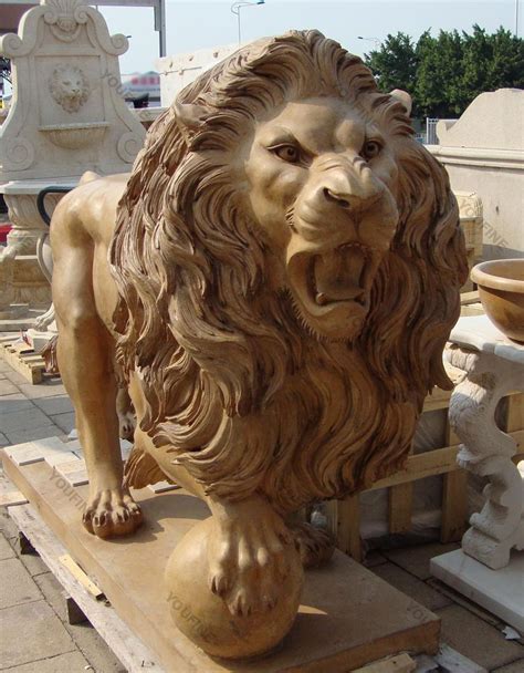 Large concrete roaring garden lion statues for outdoor-Marble/Bronze