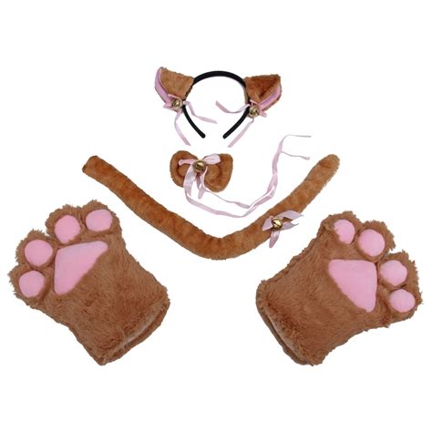 5pcs One Set Creative Cat Cosplay Costume Kitten Tail Ears Collar Paws Gloves For Party Cosplay