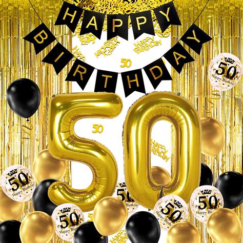 Buy Izoel 50th Black Gold Birthday Party Decoration Happy Birthday