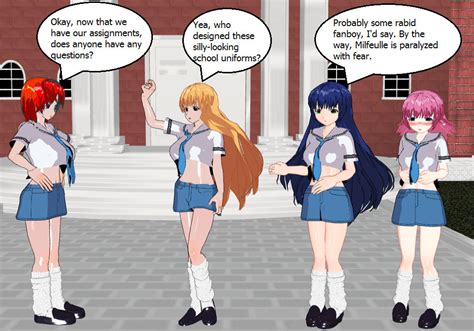 Galaxy Angel Girls Schoolgirls By Quamp On Deviantart