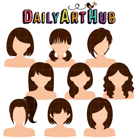 Hairstyles vector clipart and illustrations (88,977). Woman Hairstyles Clip Art Set - Daily Art Hub - Free Clip ...