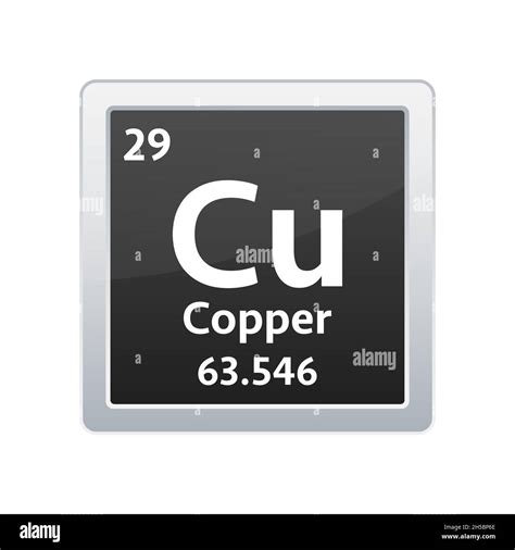 Copper Symbol Chemical Element Of The Periodic Table Vector Stock