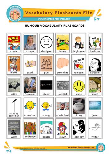 Humour Vocabulary Flashcards Teaching Resources
