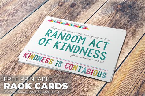 Random Acts Of Kindness Ideas And Free Printable