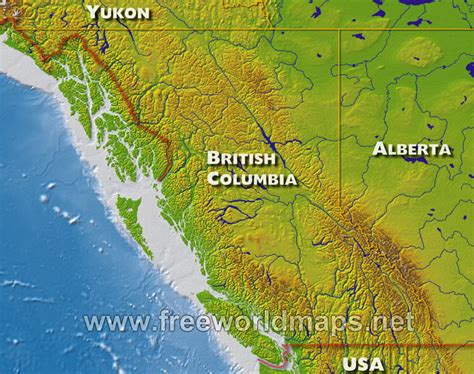 Physical Map Of British Columbia