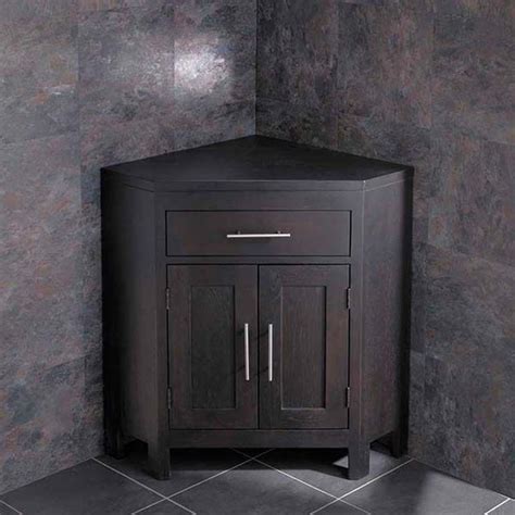 Alta Dark Oak 800mm Free Standing Corner Vanity Cabinet Plumbing