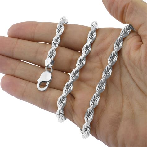 Real 10k White Gold 15mm To 7mm Diamond Cut Rope Chain Pendant
