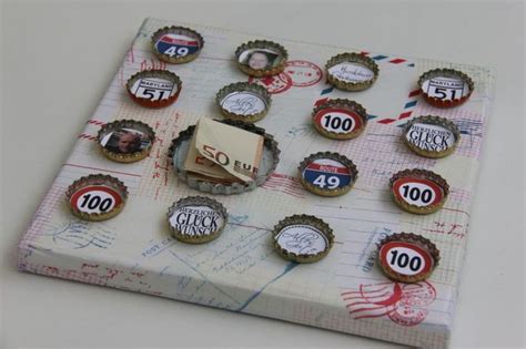 Geburtstag | geldgeschenke zum 50. Basteln mit Kronkorken - Geldgeschenk zum 50. Geburtstag ...