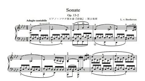 ベートーヴェン ピアノソナタ第8番 悲愴 第2楽章 楽譜 ピアノ Beethoven Piano Sonata No8