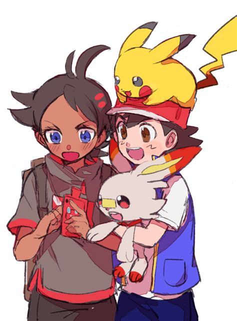 Ash Ketchum Goh Pokemon Pikachu Rotom Rotom Phone Scorbunny