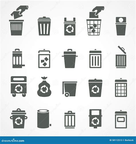 Trash Can And Recycle Bin Icons Stock Vector Image 58112513