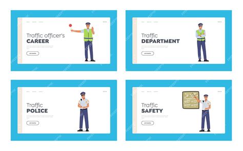 Premium Vector Road Inspector Occupation Landing Page Template Set