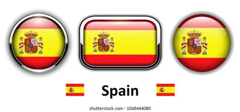 Spain Flag Buttons 3d Shiny Vector Stock Vector Royalty Free 1068444080 Shutterstock
