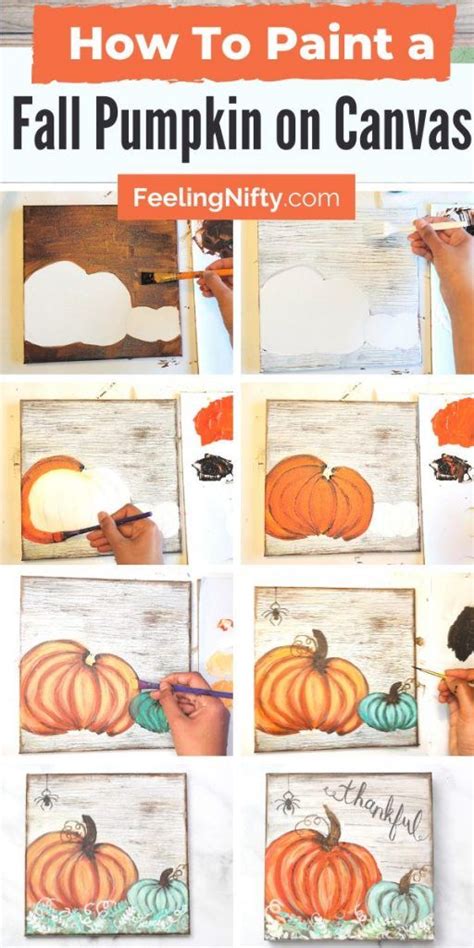 How To Paint A Pumpkin On Canvas Easy Beginner Fall Painting Fall