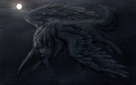 Black Spirit Wolf With Wings Goimages System