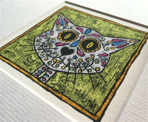 Sugarskull Cat Picture Day Of The Dead Giclée Print Dia De Etsy