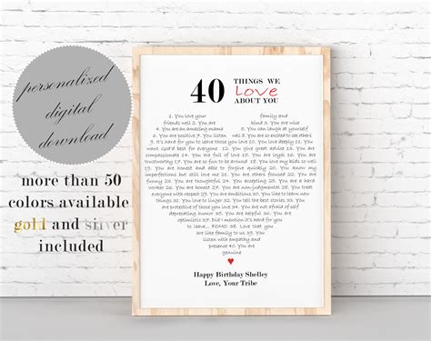 40 Things We Love About You Printable Customized Reasons We Etsy