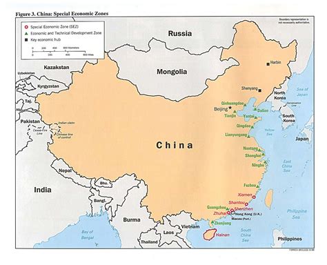 Detailed Special Economic Zones Map Of China 1996 China Asia