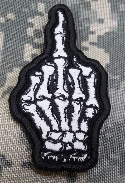 Limited Production Glow In The Dark Skeleton Middle Finger Patch Sds