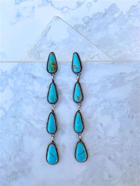 Turquoise Earrings Wedding Turquoise Jewelry Western Genuine