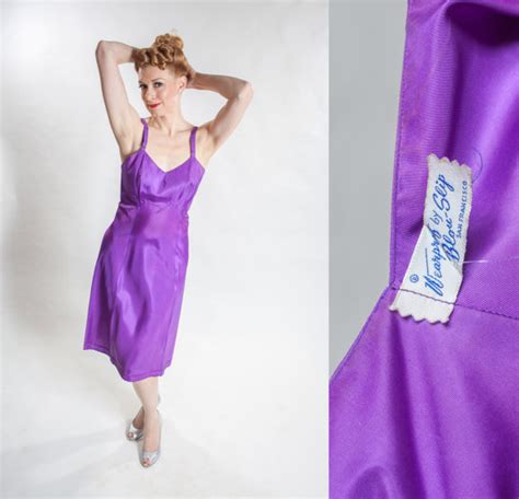 Vintage 1940s Purple Taffeta Lingerie Full Slip Bridal Fashions