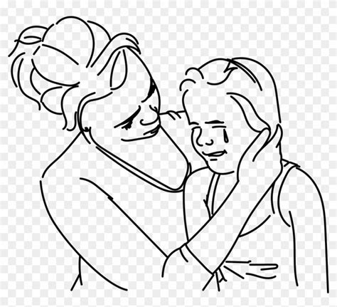 Crying Girl Sad Mother And Daughter Crying Drawing Hd Png Download