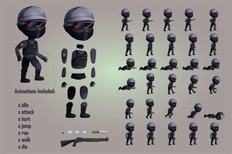 2d Game Special Forces Character Sprites Sheets
