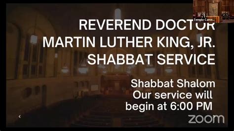 reverend doctor martin luther king jr shabbat service congregation beth israel was live