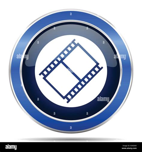 Film Vector Icon Modern Design Blue Silver Metallic Glossy Web And