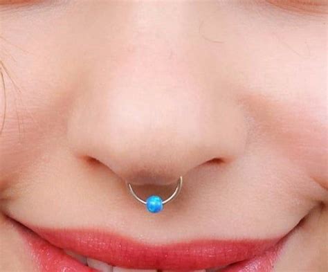 Sale Opal Septum Piercing Dainty Septum Ring Silver Etsy Opal Nose