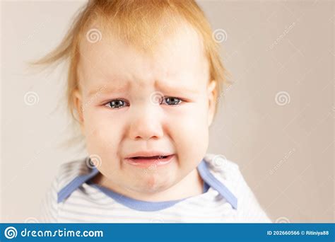 Crying Baby Girl Isolatedlittle Baby Crying Portrait Close Up Baby