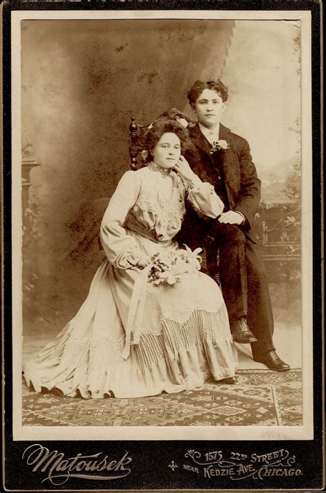 Young Couple By Matousek Of Chicago 1880s Vintage Cabinet Card