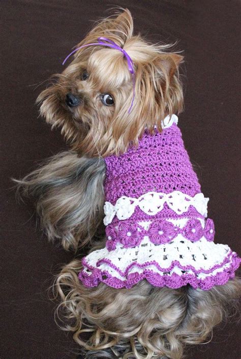 Purple And White Crochet Dog Dress Size Small By Maxmilian On Etsy 50